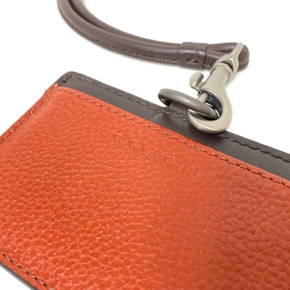 COACH Camden Leather E/W Lanyard F62763 Clear Dark Brown Brown Leather - - Picture 6 of 6